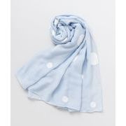【安心の日本製！水玉模様刺繍ストール！大判なので羽織りとしても！】BLUE