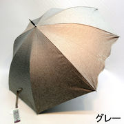 【晴雨兼用】【長傘】遮光率＆UVカット率100％・晴雨兼用ジャンプ傘・シャンブレー生地2駒ネコ刺繍