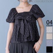 【2026新作商品♪】ドット柄パフスリーブブラウス