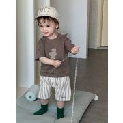 2026夏新作 韓国風子供服 キッズ服 ベビー服 男の子 トップス&ショートパンツ 分けて販売 73~110CM 2色