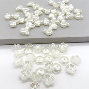 プラスチック製パール ビーズ リボン フラワー【50個】15mm 8mm パーツ ハンドメイド パール風【p-pe138】