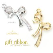 日本製NEW★2個価格★おしゃれな大きめリボンチャーム★happy motif