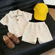 2026新作 夏 キッズ 男の子 ポロニット半袖 ショートパンツ セット ★90-140CM