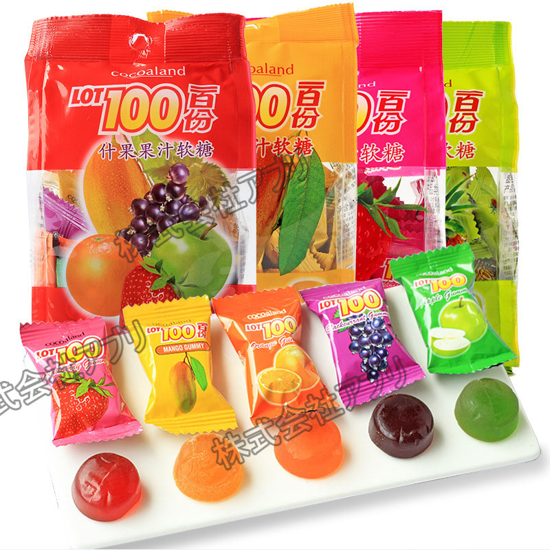 【150G/袋】グミ お菓子 糖菓 果汁 ジュース lot100 マンゴー いちご カシス オレンジ青リンゴ ゼリー