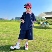 2026新作 夏 男児 配色 ポロシャツ ショーツ スポーツ 2点セット