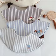 ★mineka★360 度丸襟リバーシブルよだれかけ A 類綿 刺繍ワッペン付き吸水ビブ 全 9 デザイン