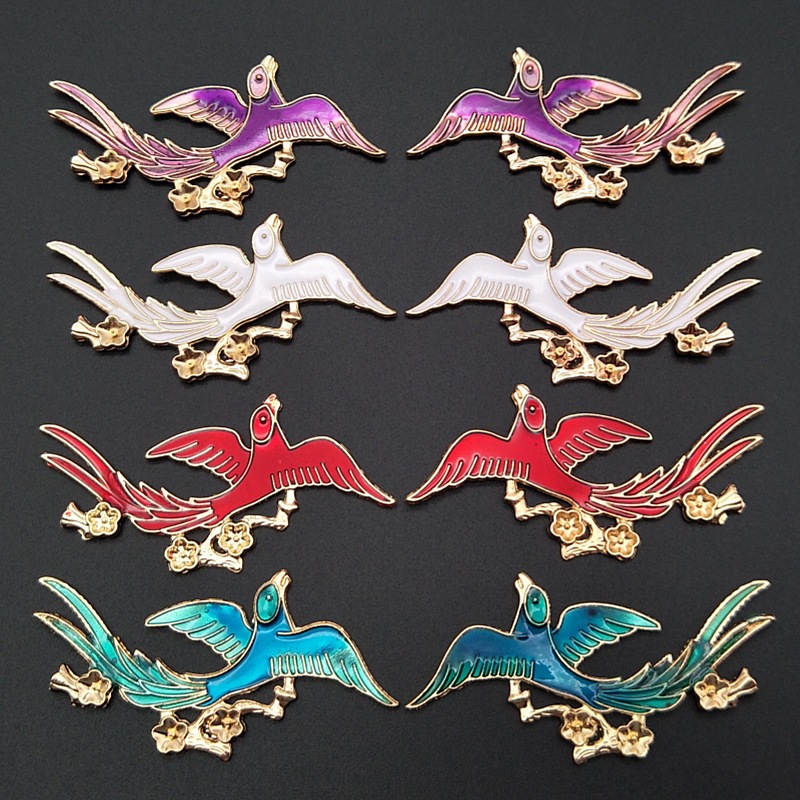 鳥 デコパーツ 花 アクセサリーパーツ メタルパーツ ハンドメイド オーナメント 白 紫 赤 青 つばめ 和柄