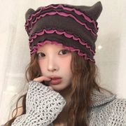 y2k帽子　猫耳ニット帽子　レディース　韓国ファッション　春夏