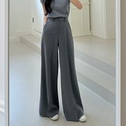 レトロ調 ハイウエストワイドパンツ