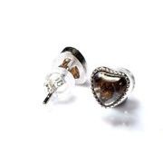 Silver925◇宇宙の神秘 パラサイト隕石 5x6mm ハート ピアス _PRG2691