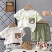 2026夏 新作 Tシャツ 半袖 キッズ  0～5 歳ベビー男女兼用  プリント丸首 2 点セット 大量在庫 80-120cm