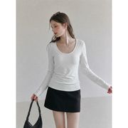 今季マストバイ Uネック 薄手フィット長袖Tシャツ