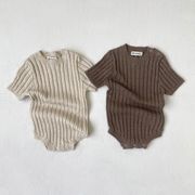 2026秋※半袖ワッフルリブロンパース ベビー 男女兼用