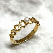 【日本製】PearlRing☆パール＆クリスタルリング☆【２色展開】【高品質クリスタル使用】/BR-3506