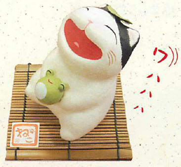 【ご紹介します!和雑貨！ちぎり和紙シリーズ！安心の日本製です】涼み笑い猫（カエル）