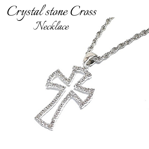 ラインストーンクロスネックレス・十字架