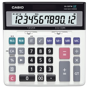 DS-120TW カシオ スタンダード電卓 税計算・加算器方式 デスクタイプ 12桁