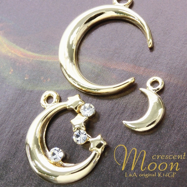 ★L&A Original Parts★K16GP★美しきゴールドcolor★三日月♪ムーンチャーム♪“crescent moon”