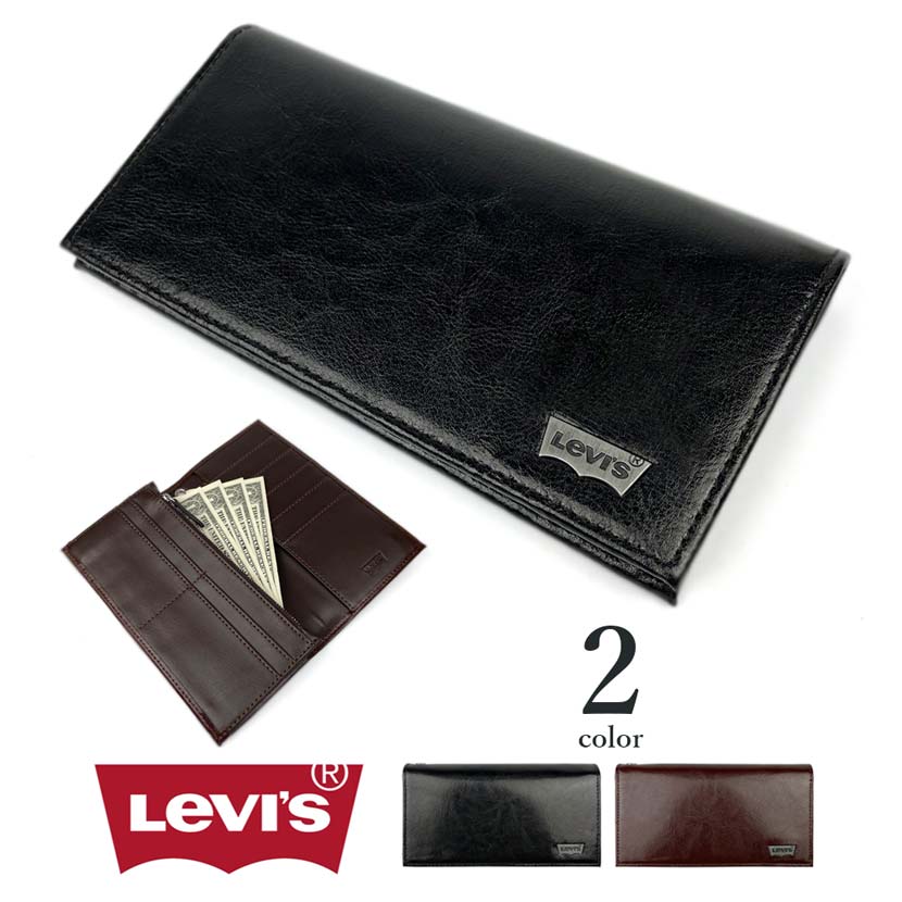 【全2色】 Levi's リーバイス ロングウォレット 二つ折り 長財布 リアルレザー メンズ レディース 男女兼用