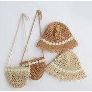 新品★新しいスタイル★★キッズ　可愛いハット　草編み帽子とバッグ分けて販売★2色