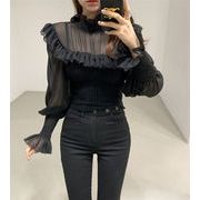 激安セール セーター エレガント タートルネック シャツ 気高い 韓国 シフォン 縫付 ニット
