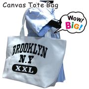トートバッグ　BROOKLYN N.Y　ブルックリン N.Y　ホワイト　キャンバス　ビッグサイズ　ママバッグ