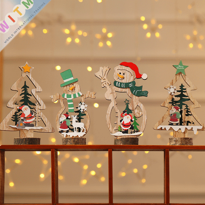 Christmas用品 木製スタンド ミニツリー サンタ トナカイ クリスマス 卓上 インテリア 装飾