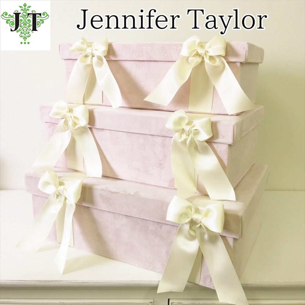 Jennifer Taylor ジェニファーテイラー ボックス 3個セット・Velours NPK ベロア ピンク カルトナージュ