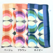 【日本製】【スカーフ】シルクサテンストライプキューブカット柄日本製四角スカーフ