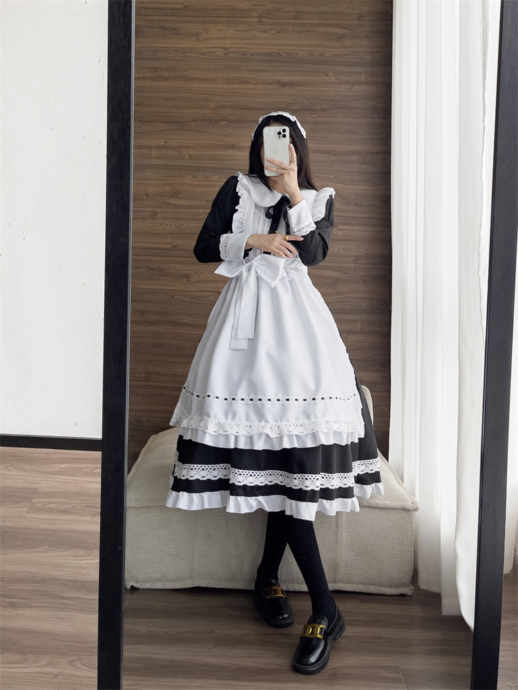 魅力を醸し出す メイド ロングスカート 長袖 メイド服 疑似マザー