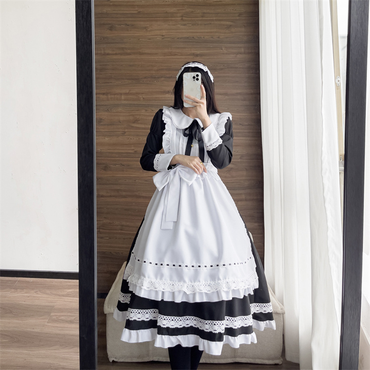 魅力を醸し出す メイド ロングスカート 長袖 メイド服 疑似マザー