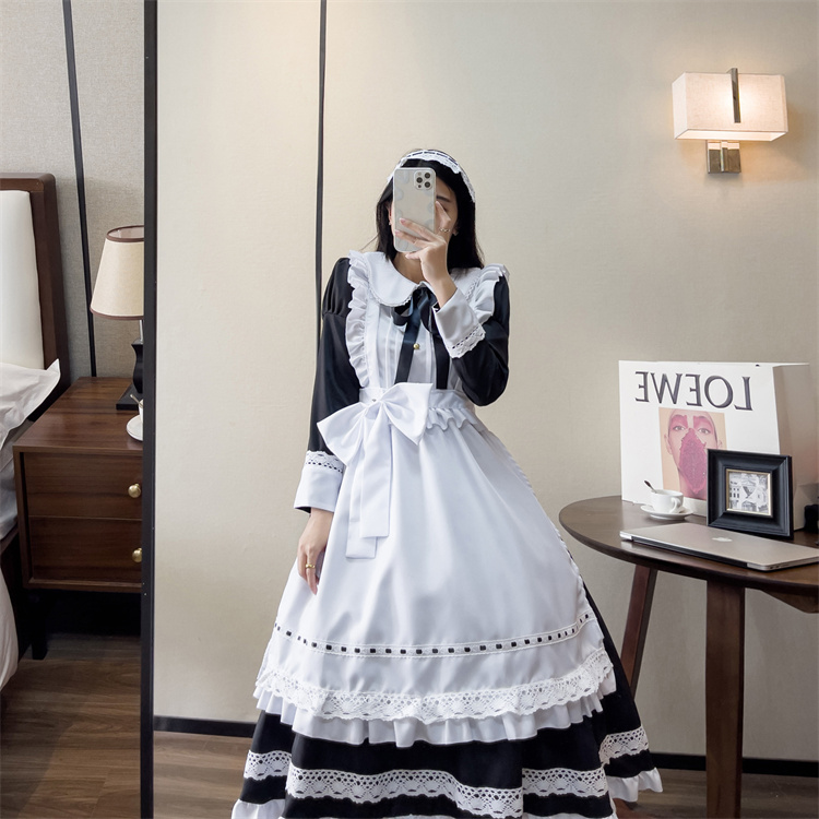 魅力を醸し出す メイド ロングスカート 長袖 メイド服 疑似マザー