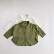 「80-130号」全2色 子供 長袖シャツ ステンカラー 女の子男の子 コットン素材 キッズ 子供服