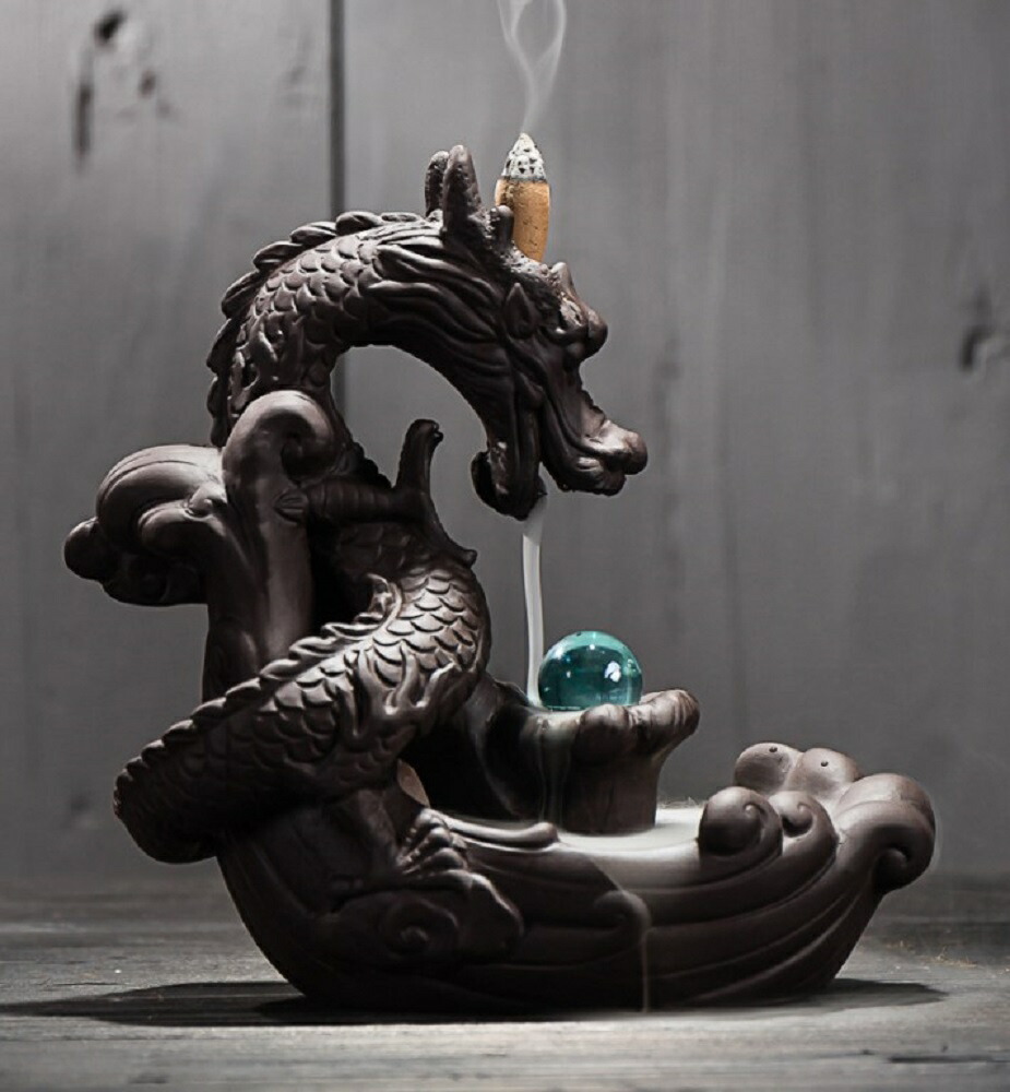 龍のお香スタンド 竜のお香スタンド 倒流香 陶器 ドラゴン インテ