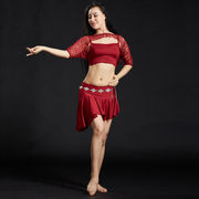ダンス教室 ベリーダンス ベリードレス 初心者 練習服 不規則 安全パンツ付 シャツ+キャミソール+スカート