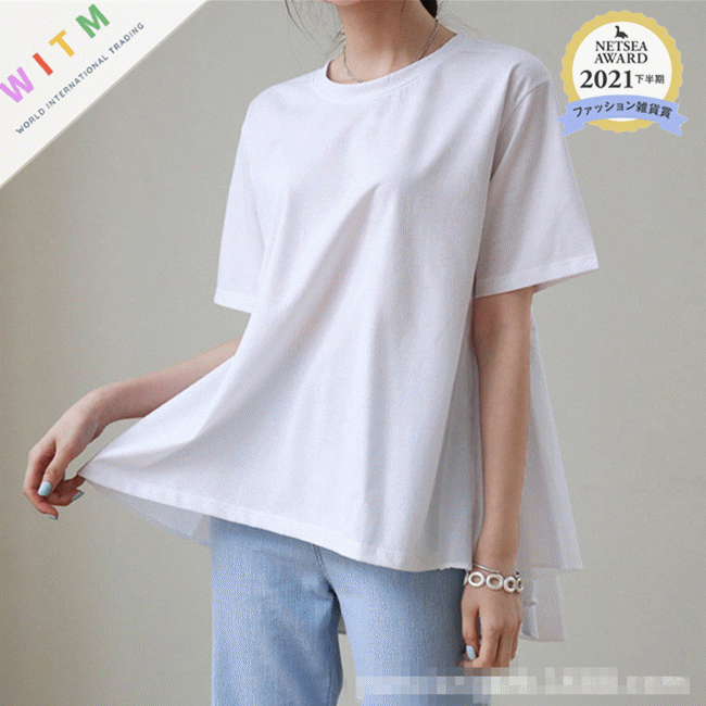 2022春夏新作 Tシャツ フレアtシャツ 半袖 韓国風 トレンド感 レディース 体型カバー