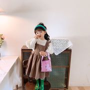 2022【春夏新作】韓国風子供服 トップス 可愛い 女の子 長袖Tシャツ レース ベビー服