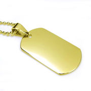 【新入荷】サージカルステンレス製 薄型ドッグタグペンダントトップ K18イエローゴールド