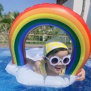 子供浮き輪　浮輪　プール用品　海水浴　水遊び用品　透明浮き輪　虹のデザイン