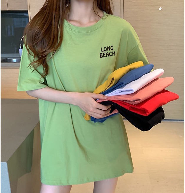 レディースTシャツ　ロゴトップス　カジュアル　韓国風　7色　お洒落　半袖　夏物