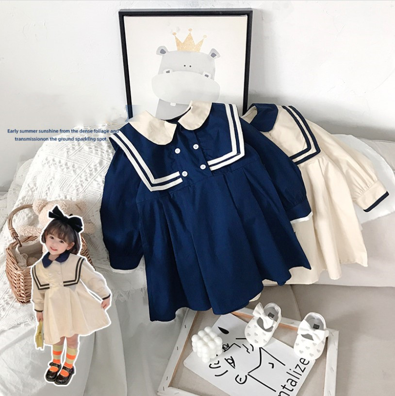 22 春夏新作 Ins 韓国風子供服 ワンピース レジャー 海軍風 ベビー服 全2色 Www Watsons Biz Id