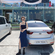 ラインを美しく演出 韓国ファッション セクシー スプリット デニムスカート 中長セクション Aライン