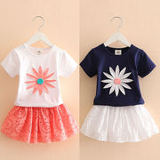 フラワースーツ2022サマードレス韓国版かわいい女の子子供服半袖Tシャツスカートツーピースセット