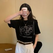 Tシャツ　ゆるい　レディース　韓国ファッション　INS　半袖