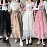 ロングスカート　チュールスカート　レディース　INS　韓国ファッション　デザイン　春夏