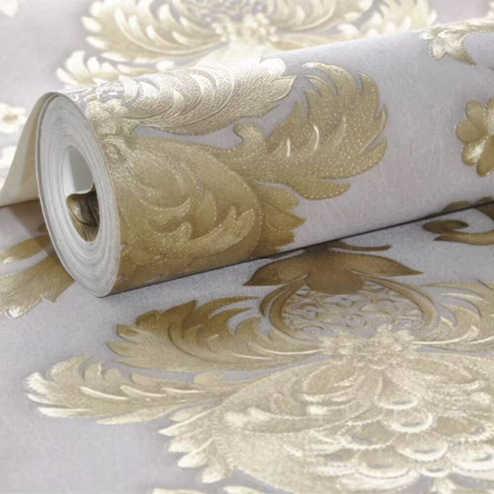 壁紙 ダマスク柄 オフホワイト ゴールド 53cm×1000cm | 卸売・ 問屋