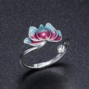 【在庫限り】 リング 蓮の花 赤青 ツートンカラー 指輪 アクセサリー ヒップホップ