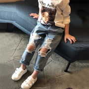 Fashions 限定発売 韓国ファッション 破れた ジーンズ 子供 デザインセンス ストリート ロングパンツ