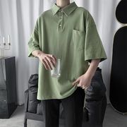 2022夏 韓国ファッション ins 男性 ポロシャツ  半袖 トップス  Tシャツ  ラペルTシャツ  快適である  3色