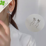 蝶 silver925 ピアス 揺れる 金属アレルギー ラインストーン タッセル 耳飾り 人気 レディース